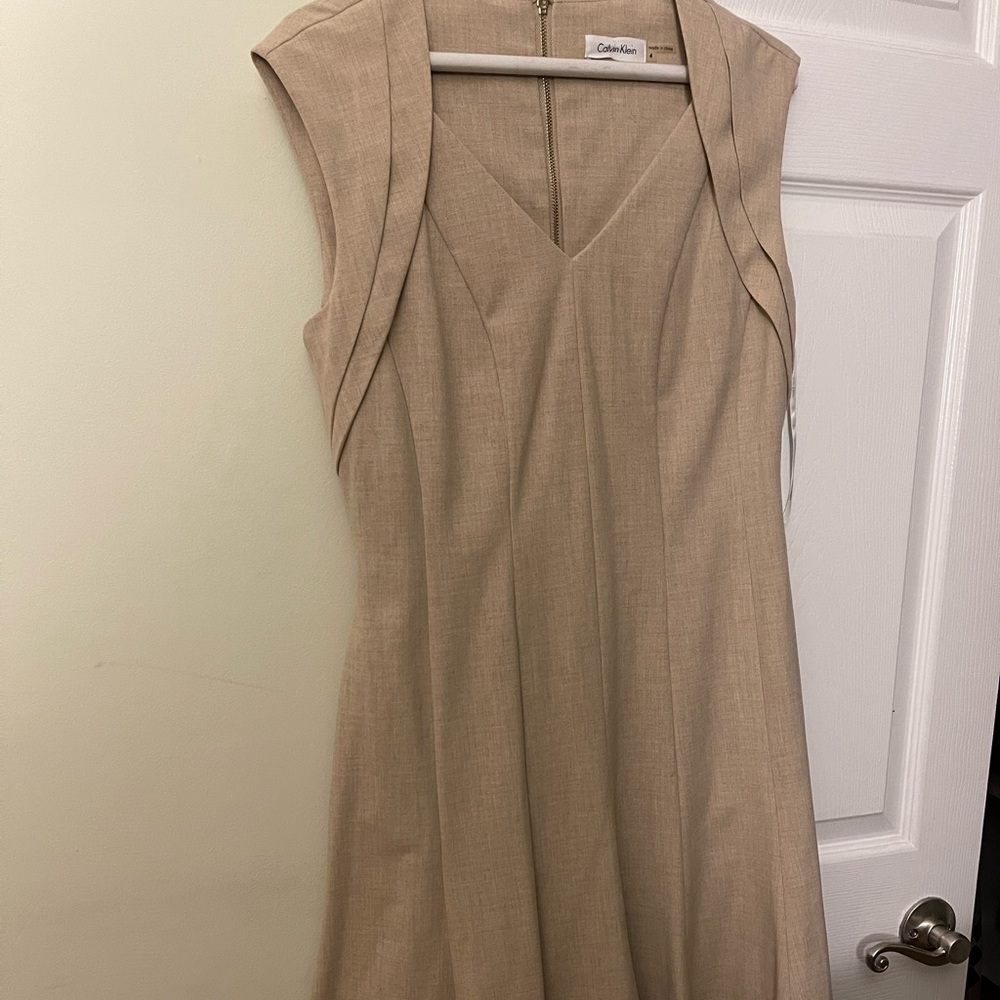 Calvin Klein - Cap sleeve, Flared Bottom Office Dress